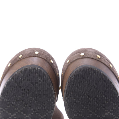 Gucci Suede Horsebit Amstel Slingback Clogs 36 Taupe 10 of 11