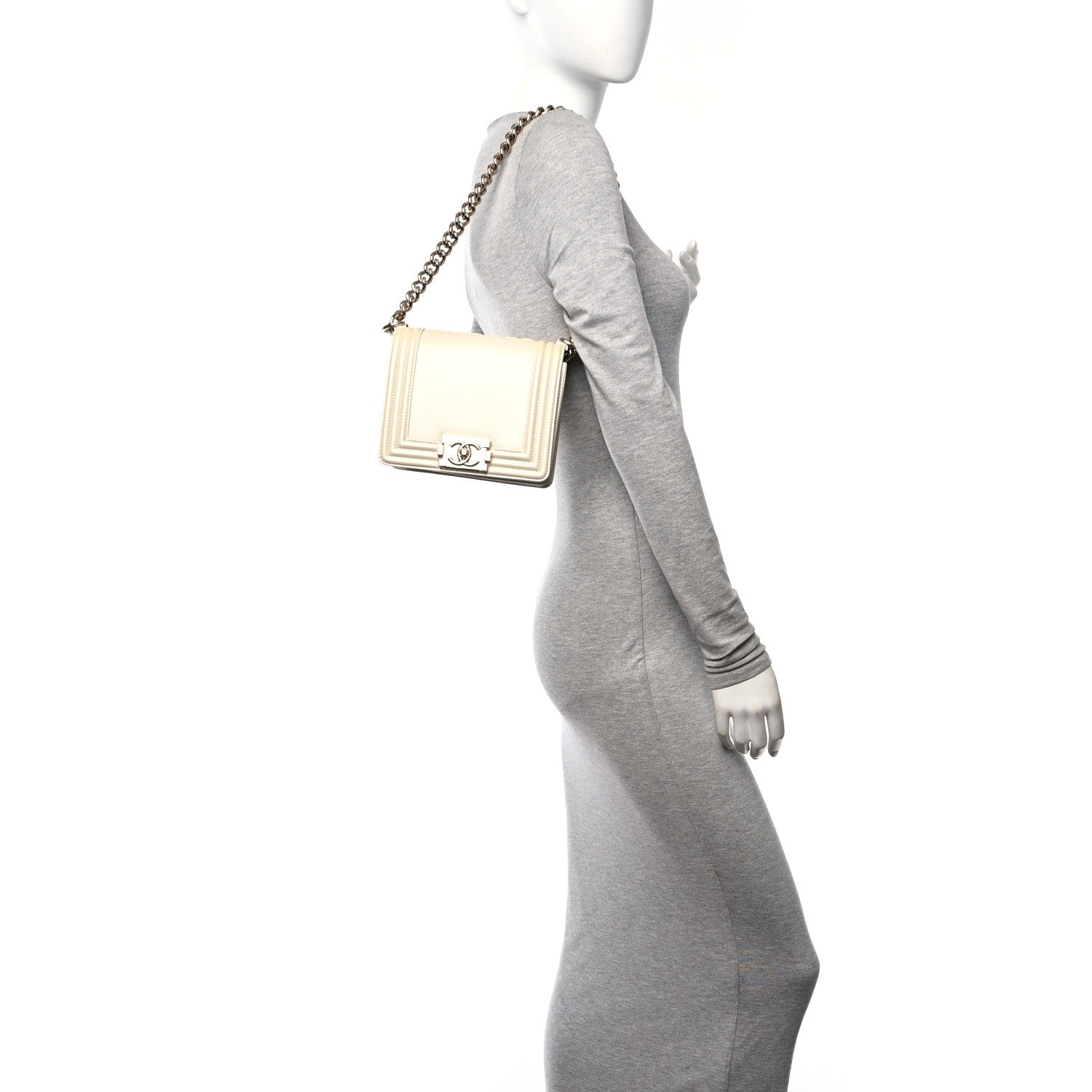 Chanel Iridescent Caviar Mini Boy Flap White 2 of 11