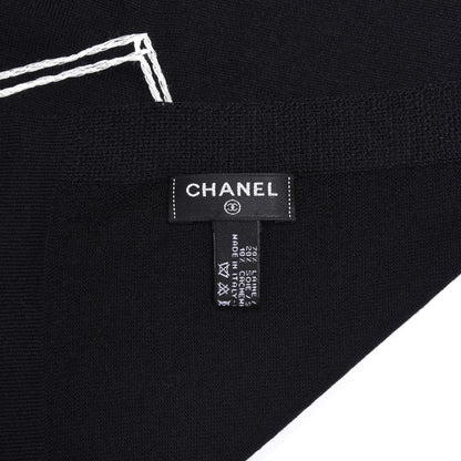 Chanel Wool Silk Cashmere CC Scarf Black 3 of 4