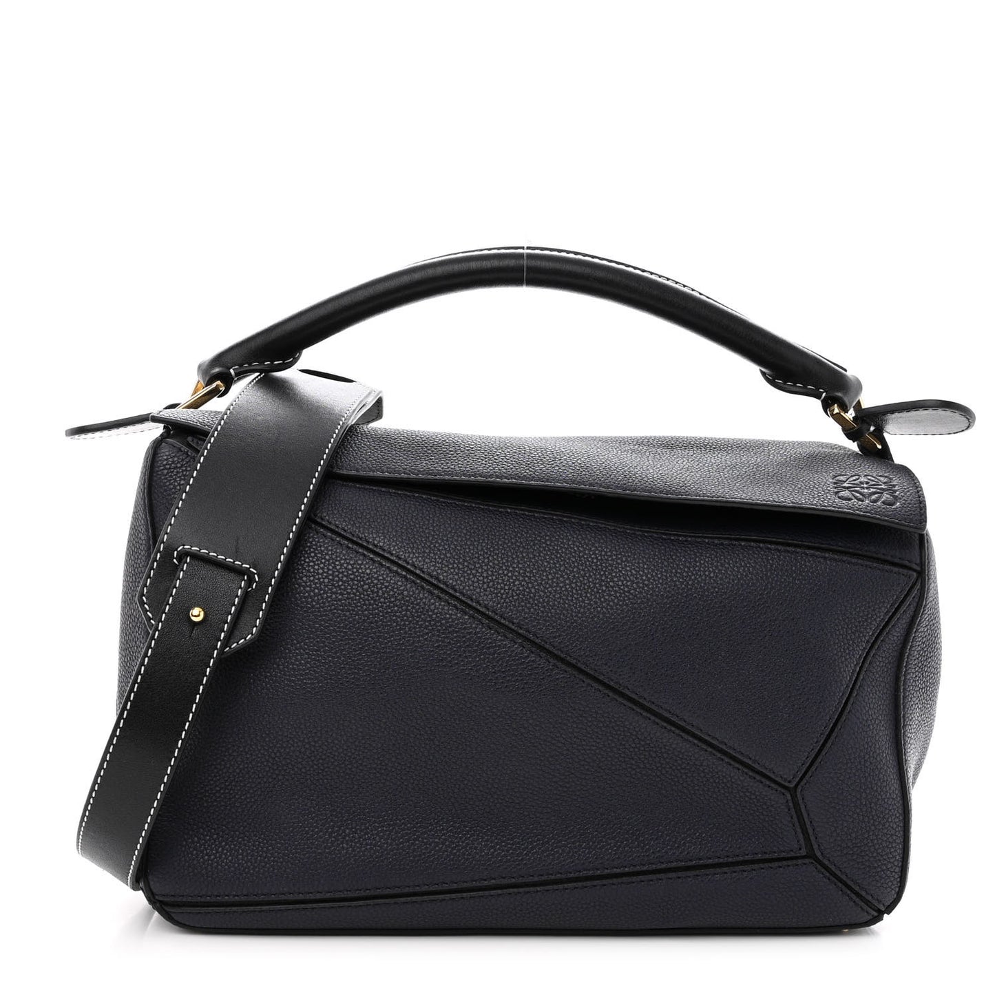 Calfskin Medium Puzzle Bag Midnight Blue Black