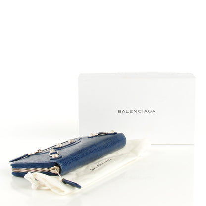 Balenciaga Agneau Giant 12 Silver Hardware Continental Zip Around Bleu Mineral 4 of 8