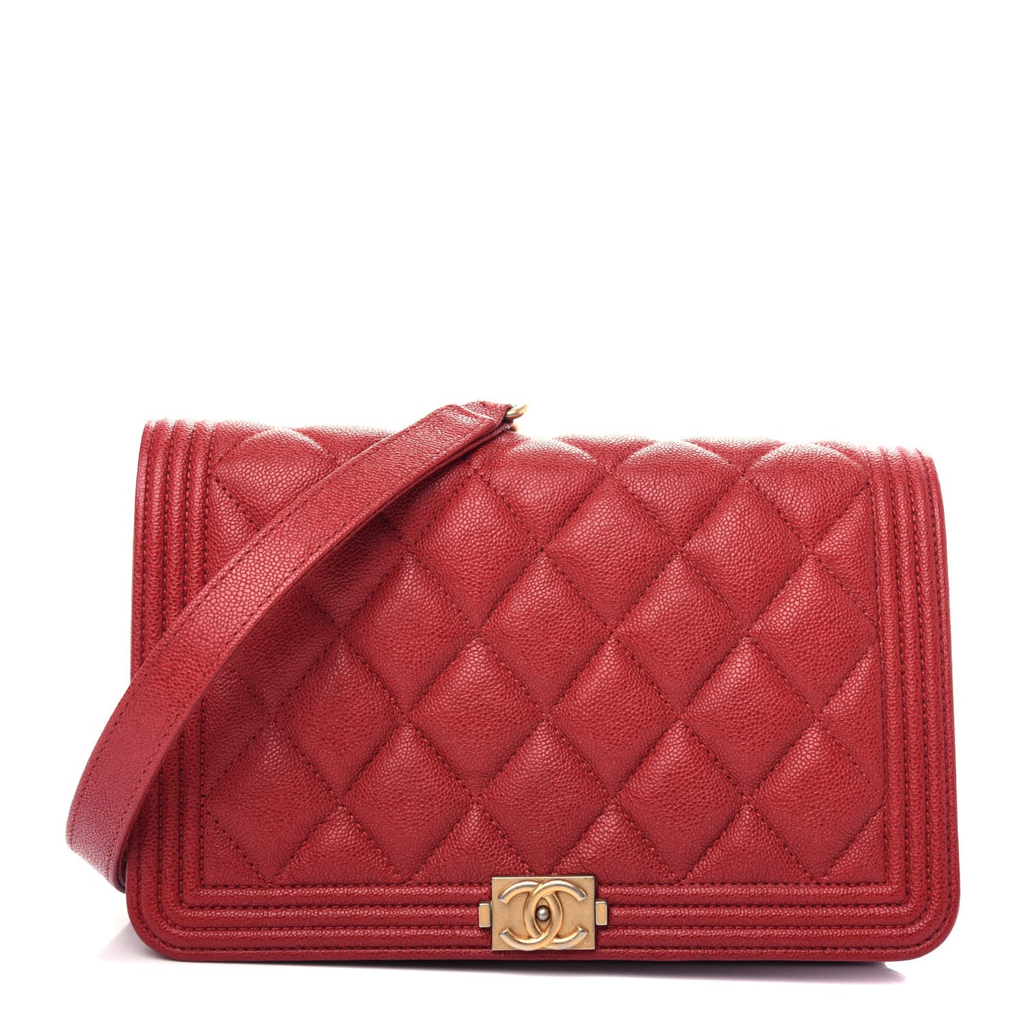Caviar Quilted Boy Wallet On Chain WOC Red