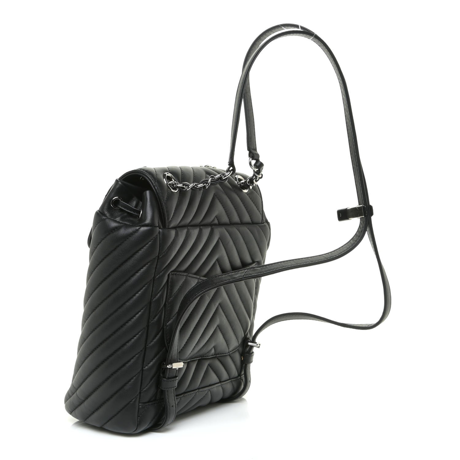 Chanel Calfskin Chevron Quilted Small Urban Spirit Backpack Black 3 of 14