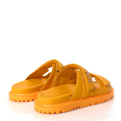 Christian Dior Lambskin Dioract 10mm Slide Sandals 37.5 Amber Yellow 5 of 8