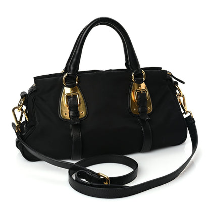 Prada Tessuto Nylon Soft Calfskin Shopping Satchel Black 2 of 8