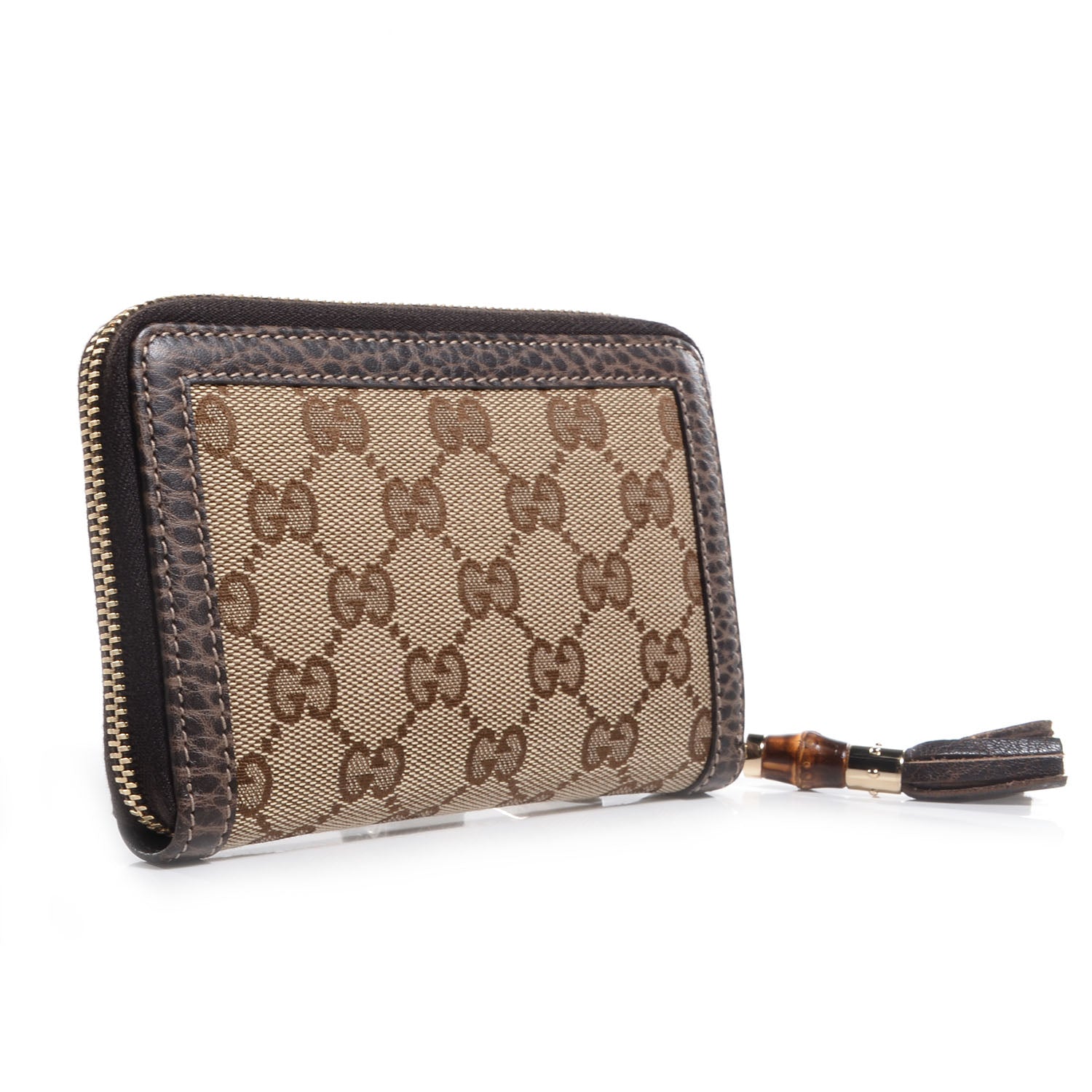Gucci Monogram Bamboo Zip Around Compact Wallet Brown 3 of 7