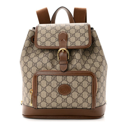 Gucci GG Supreme Monogram Azalea Calfskin Retro Interlocking G Buckle Backpack Beige Ebony Brown Sugar 1 of 2