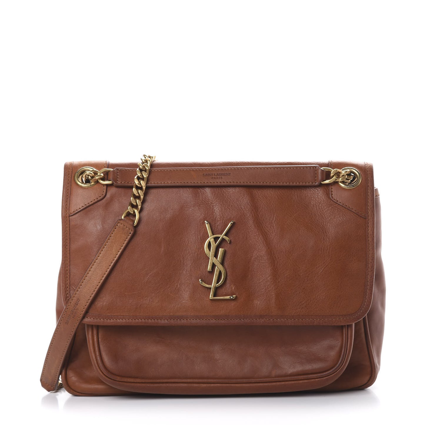 Calfskin Monogram Medium Niki Chain Satchel Cognac
