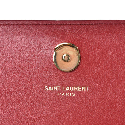 Saint Laurent Calfskin Studded Medium Monogram Satchel Red 7 of 9