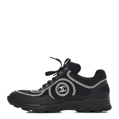 Chanel Lycra Fabric CC Sneakers 40 Black 1 of 14