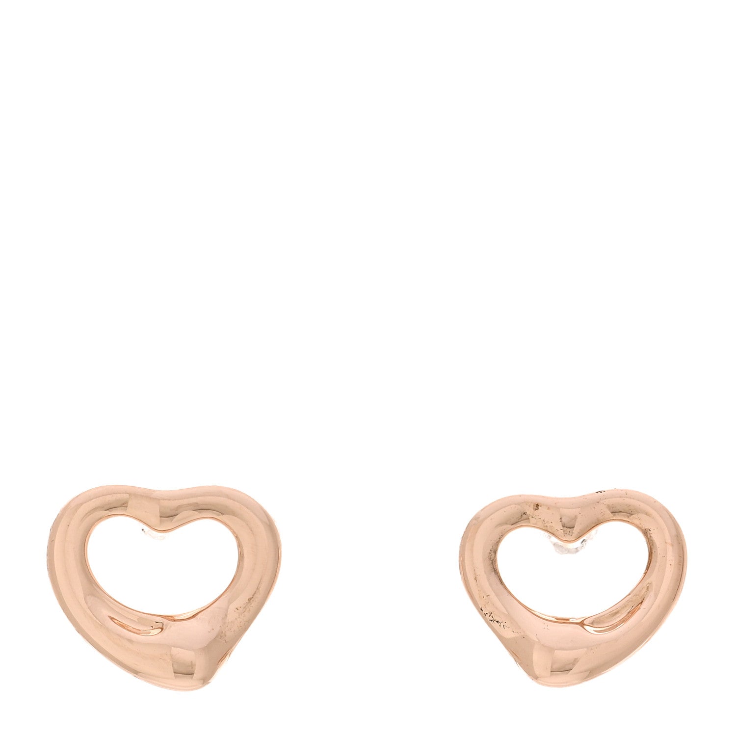 Tiffany 18K Rose Gold 11mm Elsa Peretti Open Heart Earrings 1 of 5