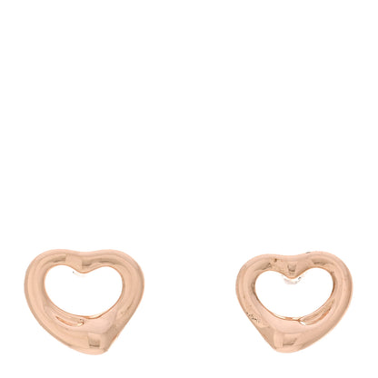 Tiffany 18K Rose Gold 11mm Elsa Peretti Open Heart Earrings 1 of 5
