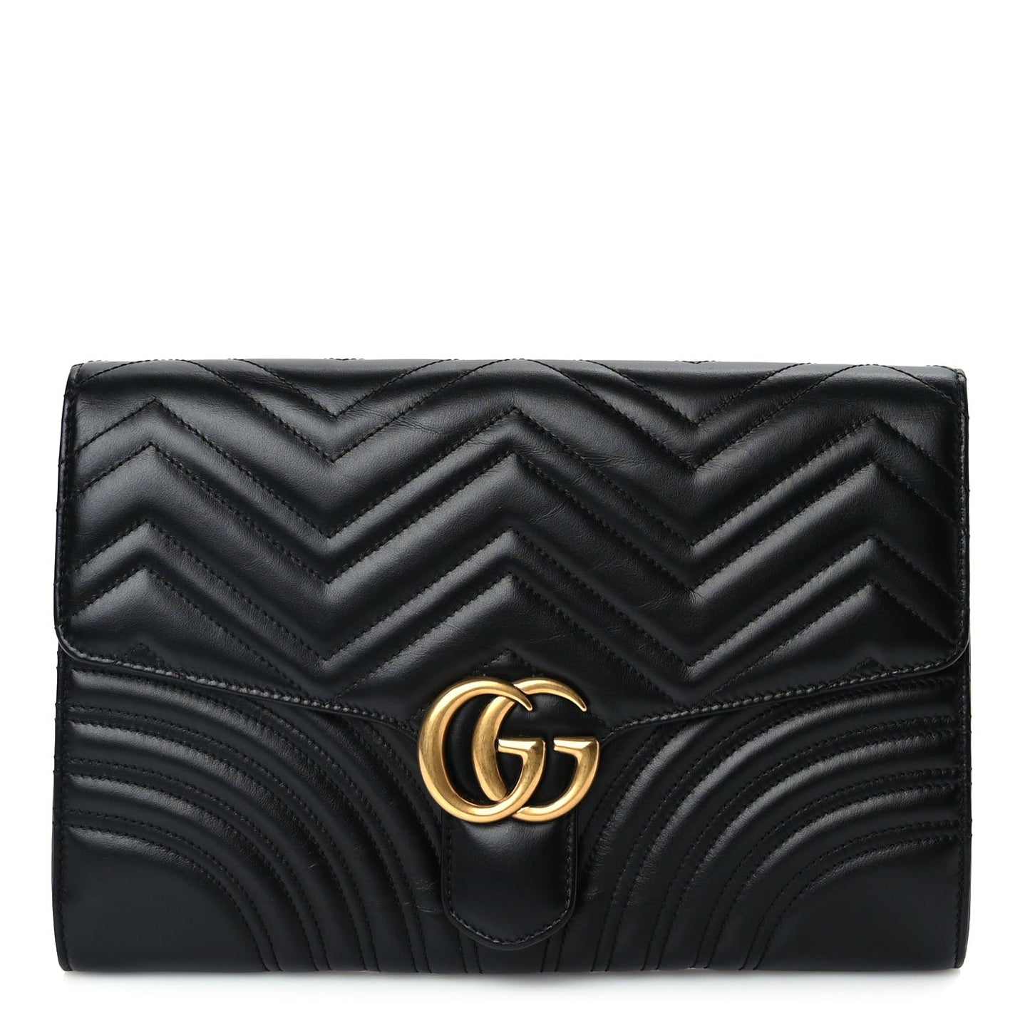 Calfskin Matelasse GG Marmont Clutch Black