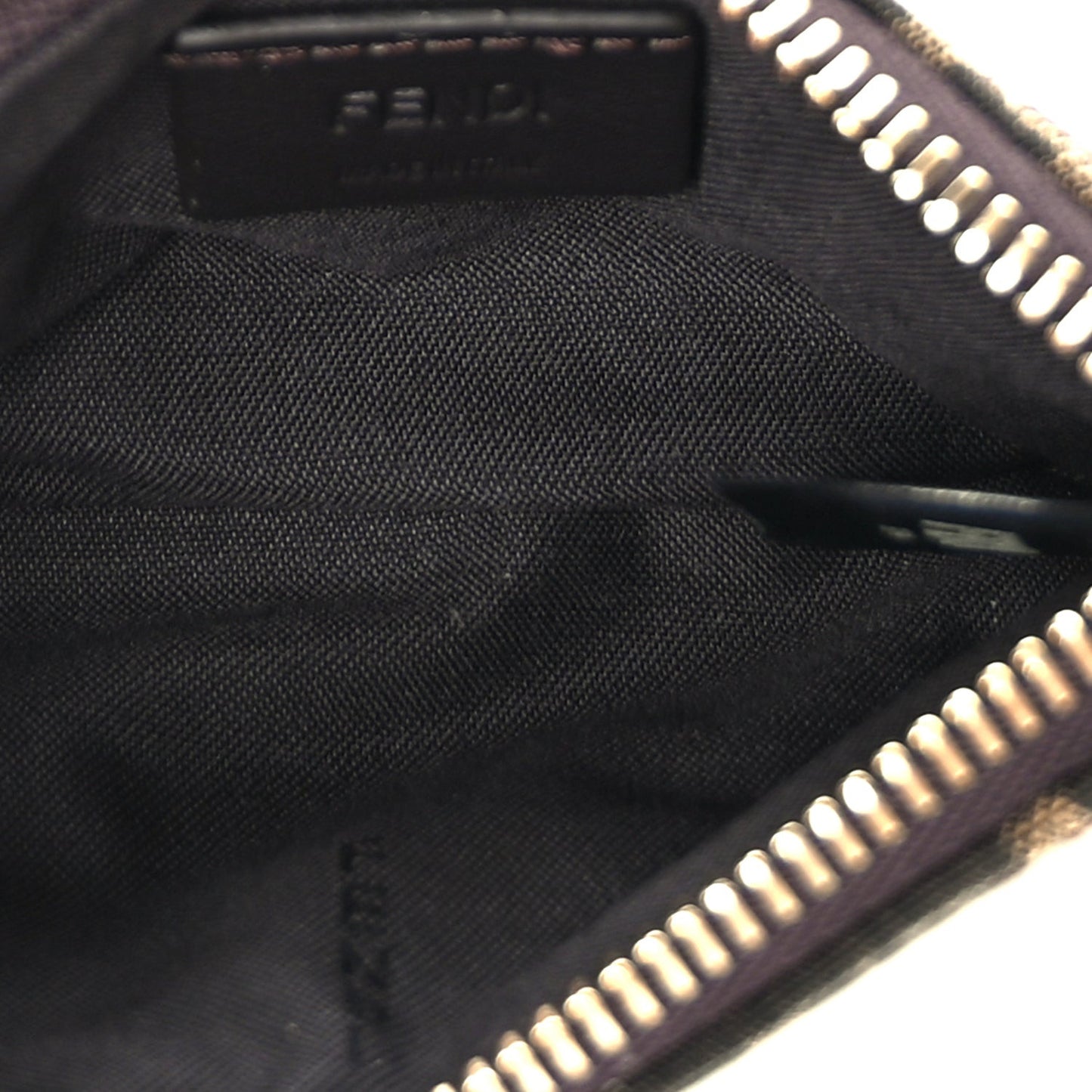 Fabric Jacquard Mini Flat Pouch  Tobacco Brown Real Ebony