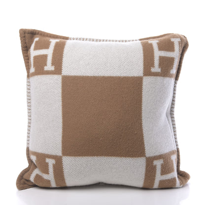 Hermes Wool Cashmere Avalon Pillow PM Ecru Camel 2 of 5