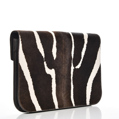 Fendi Calf Hair Vitello Elite Zebra Print 2Jours Envelope Clutch Ebony White 3 of 8