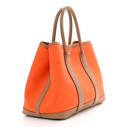 Hermes Toile Militaire Vache Country Garden Party 30 TPM Orange Chai 3 of 15