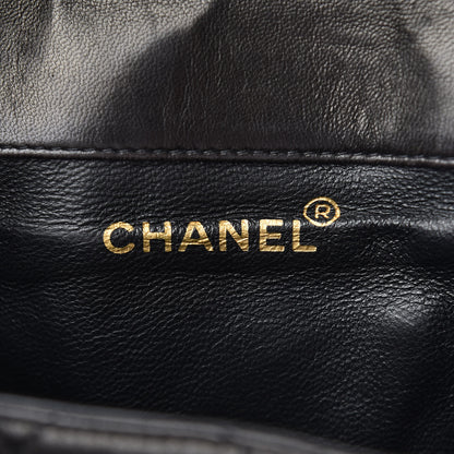 Chanel Lambskin Quilted Drawstring Backpack Black 6 of 10