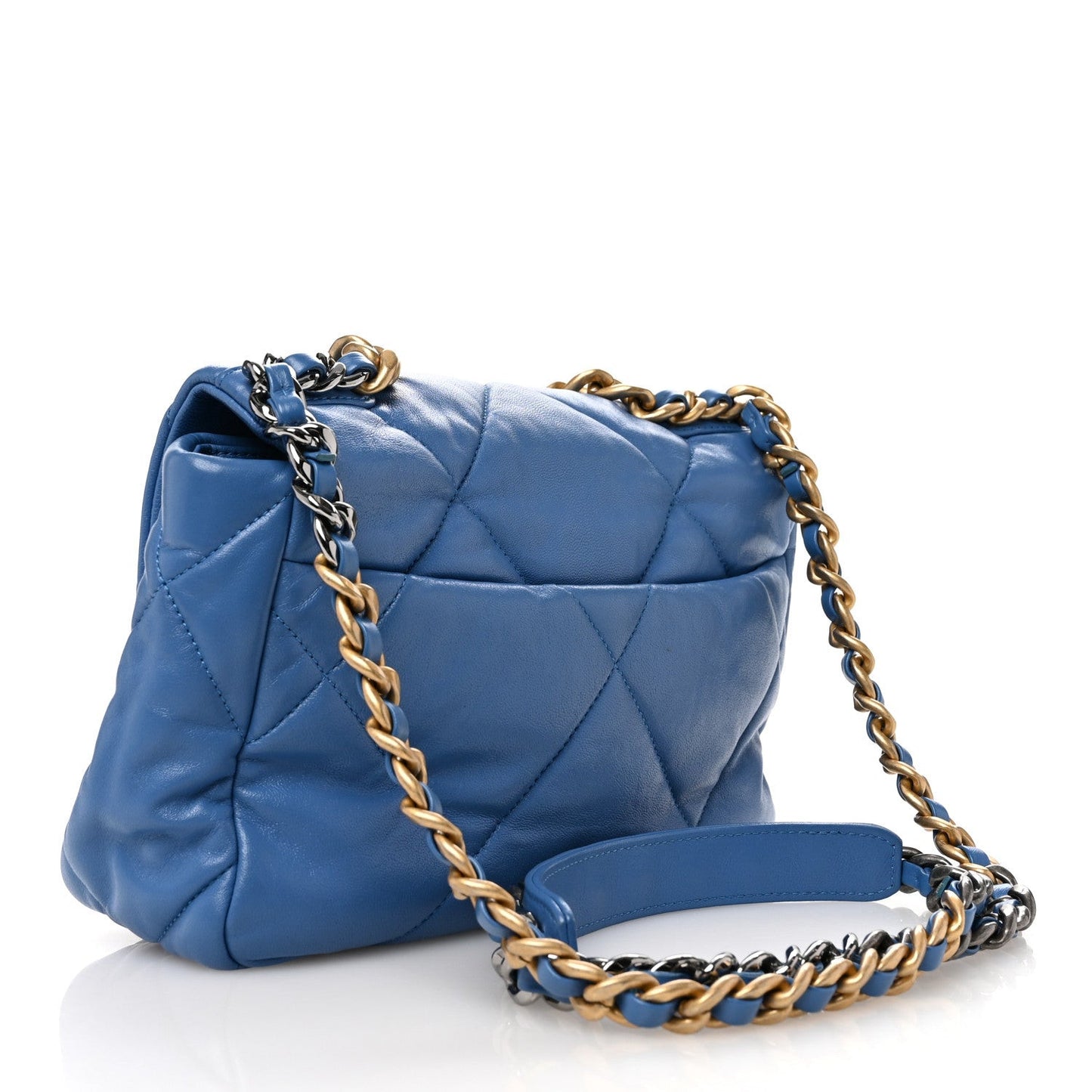 Lambskin Quilted Medium 19 Flap Blue