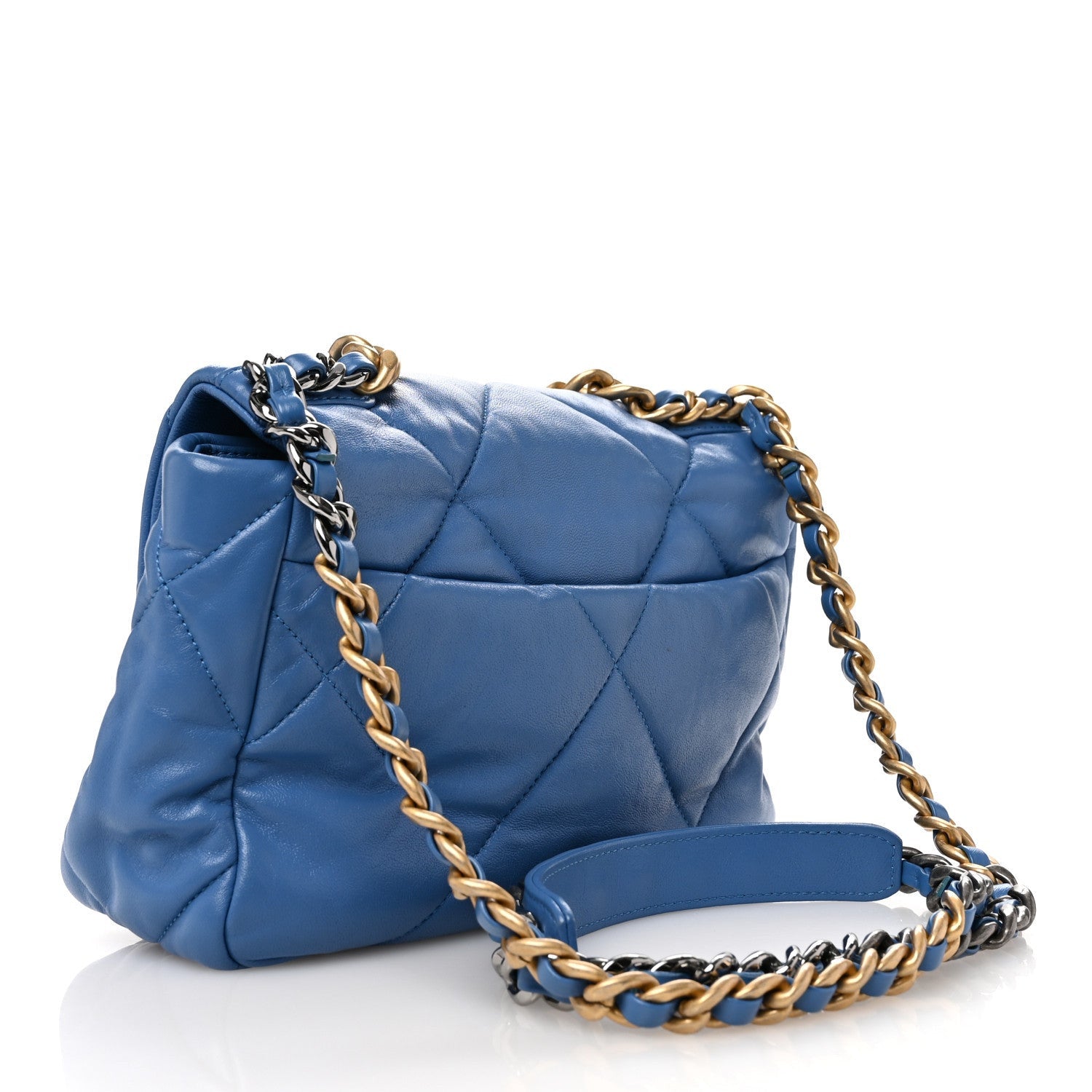 Chanel Lambskin Quilted Medium 19 Flap Blue 3 of 7