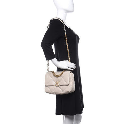 Chanel Lambskin Quilted Medium Chanel 19 Flap Light Beige 2 of 9