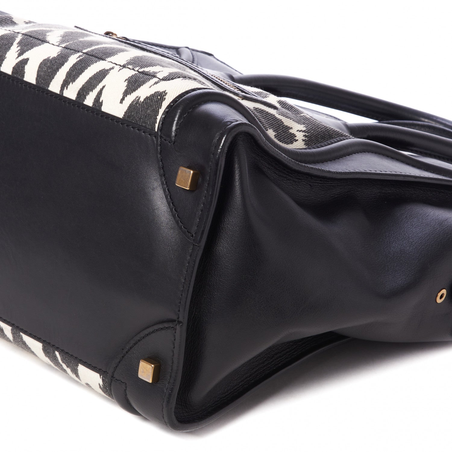 Celine Canvas Smooth Calfskin Leopard Print Mini Luggage Black 5 of 8