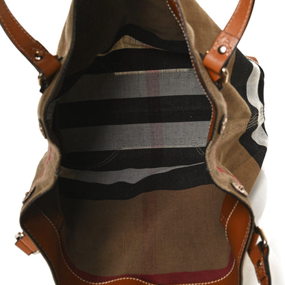 Burberry Canvas Mega Check Medium Ashby Hobo Saddle Brown 5 of 8