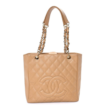Chanel Caviar Quilted Petit Shopping Tote PST Dark Beige 1 of 7