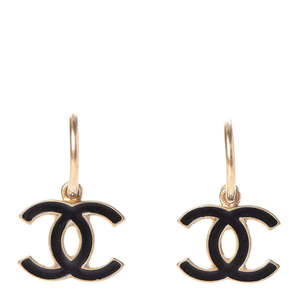 Chanel Enamel CC Dangle Earrings Gold Black 1 of 5