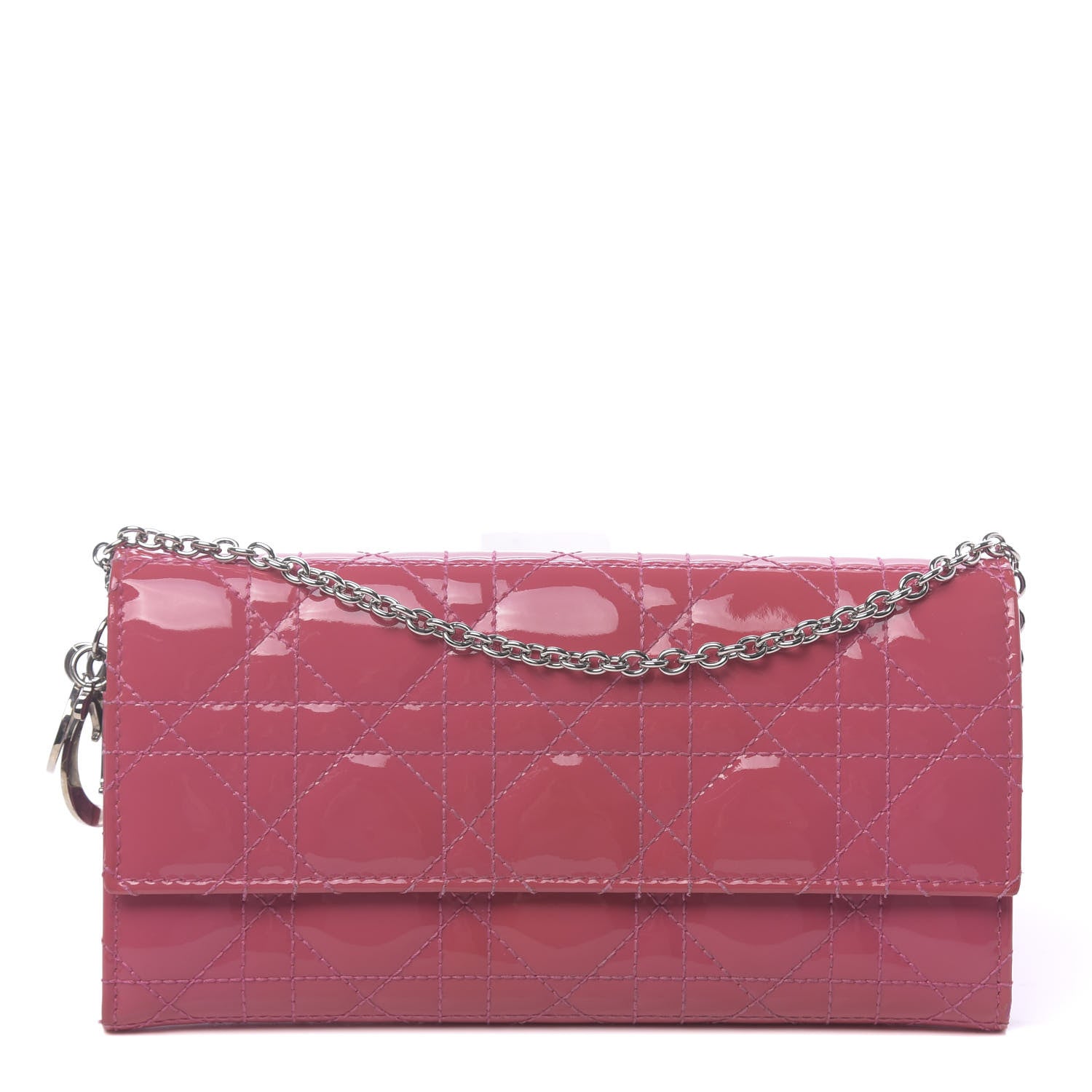 Christian Dior Patent Cannage Rendezvous Chain Wallet Pink 1 of 12