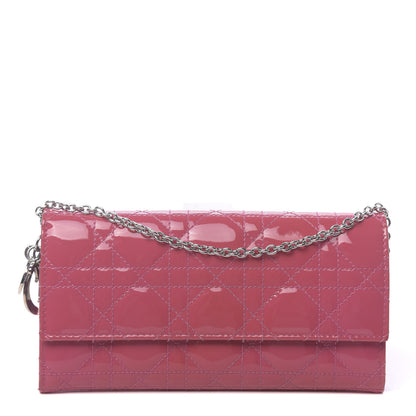 Christian Dior Patent Cannage Rendezvous Chain Wallet Pink 1 of 12