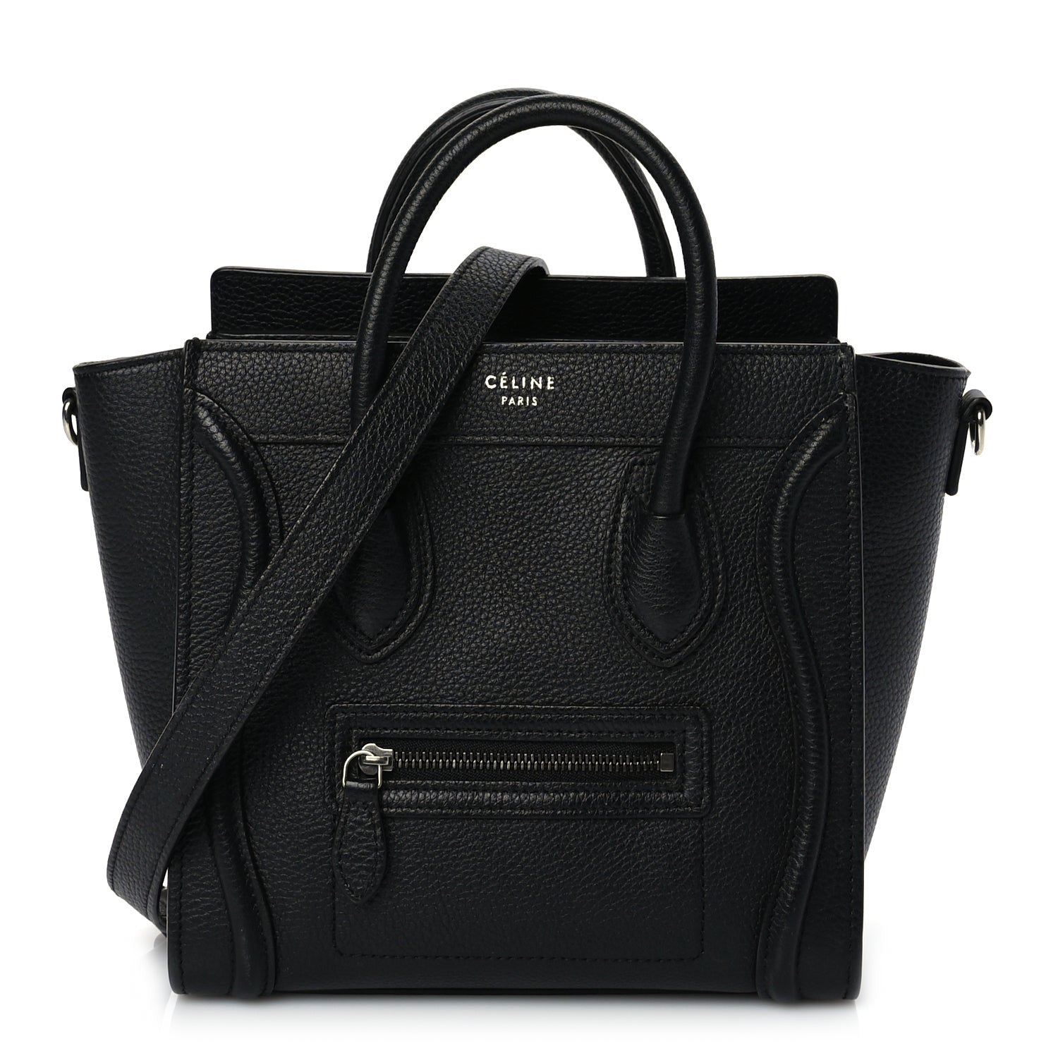 Celine Drummed Calfskin Nano Luggage Black 1 of 8