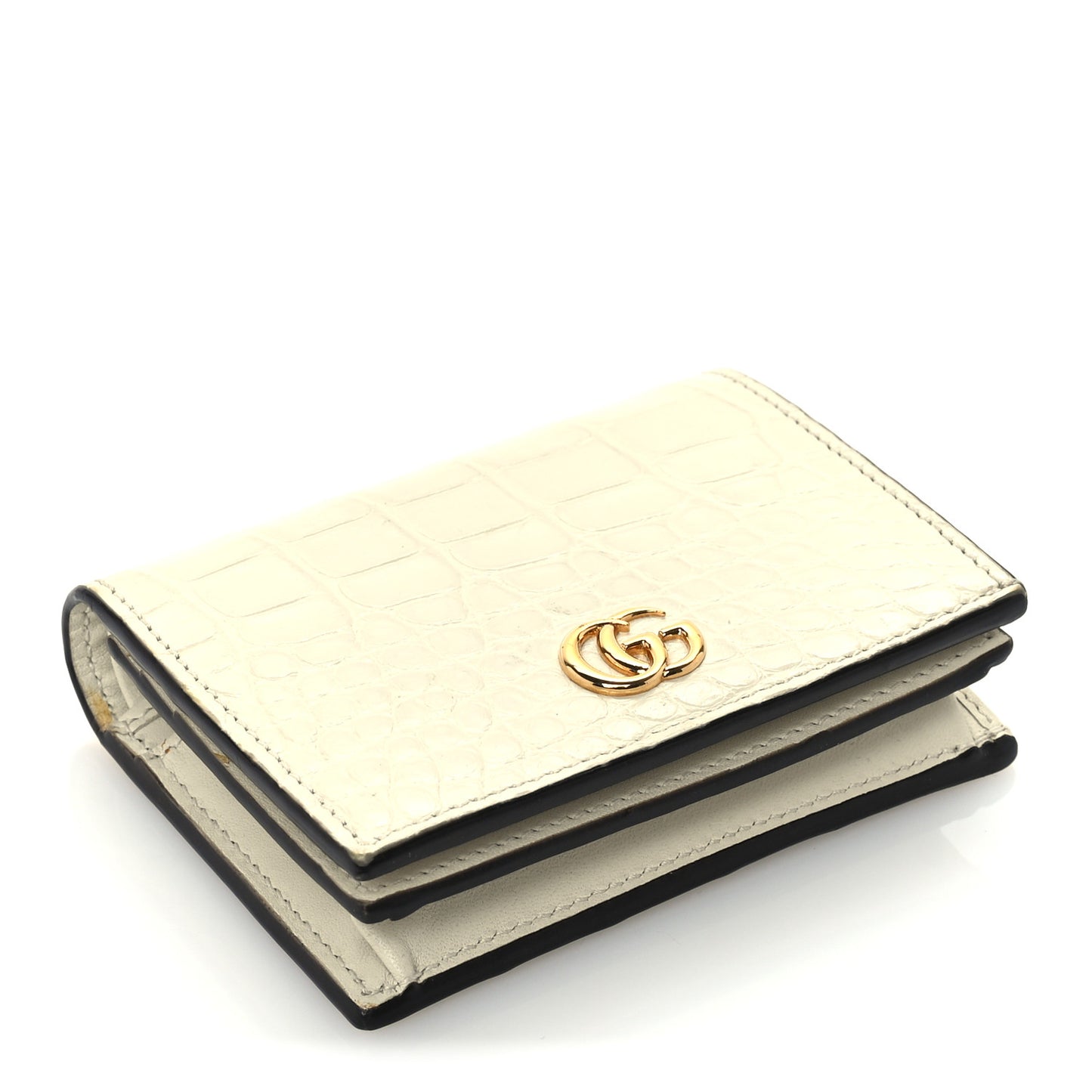 Crocodile GG Marmont Card Case White