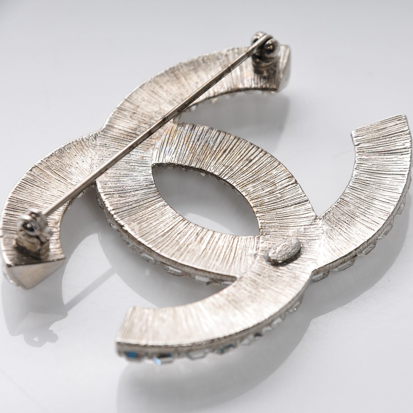 Baguette Crystal CC Brooch Silver