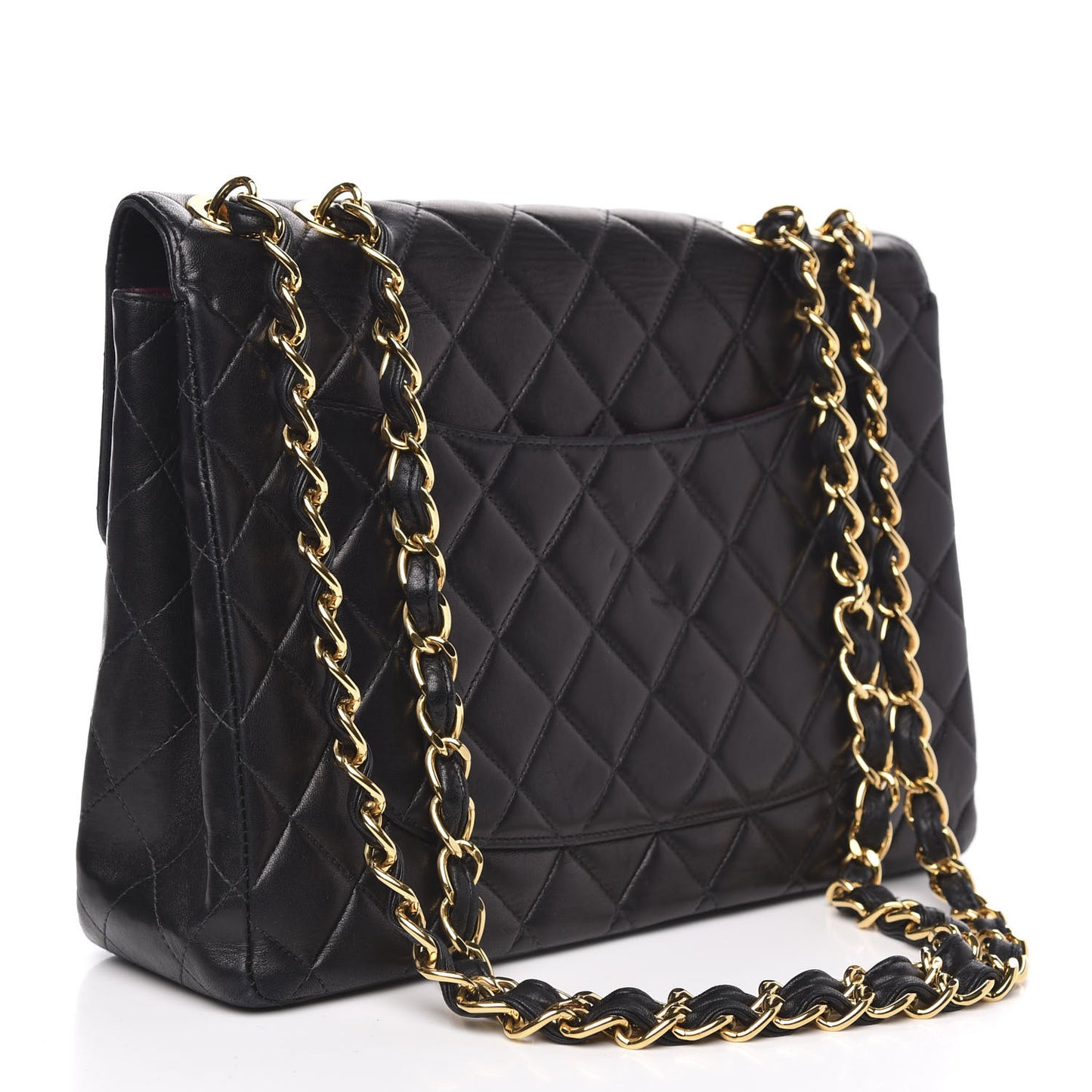 Lambskin Quilted Jumbo Single Flap Black