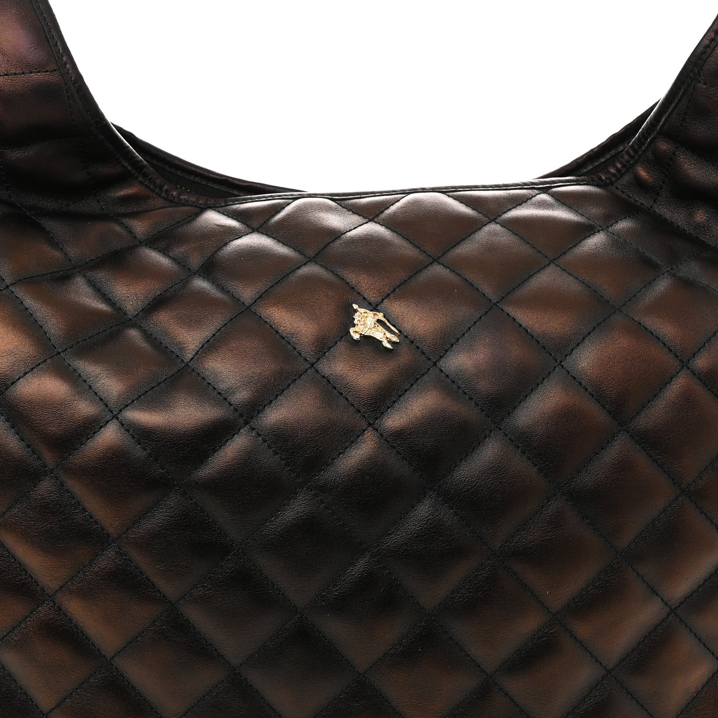 Metallic Calfskin Quilted Hoxton Hobo Bronze
