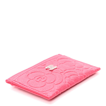 Chanel Caviar Camellia Embossed Card Holder Pink 3 of 5