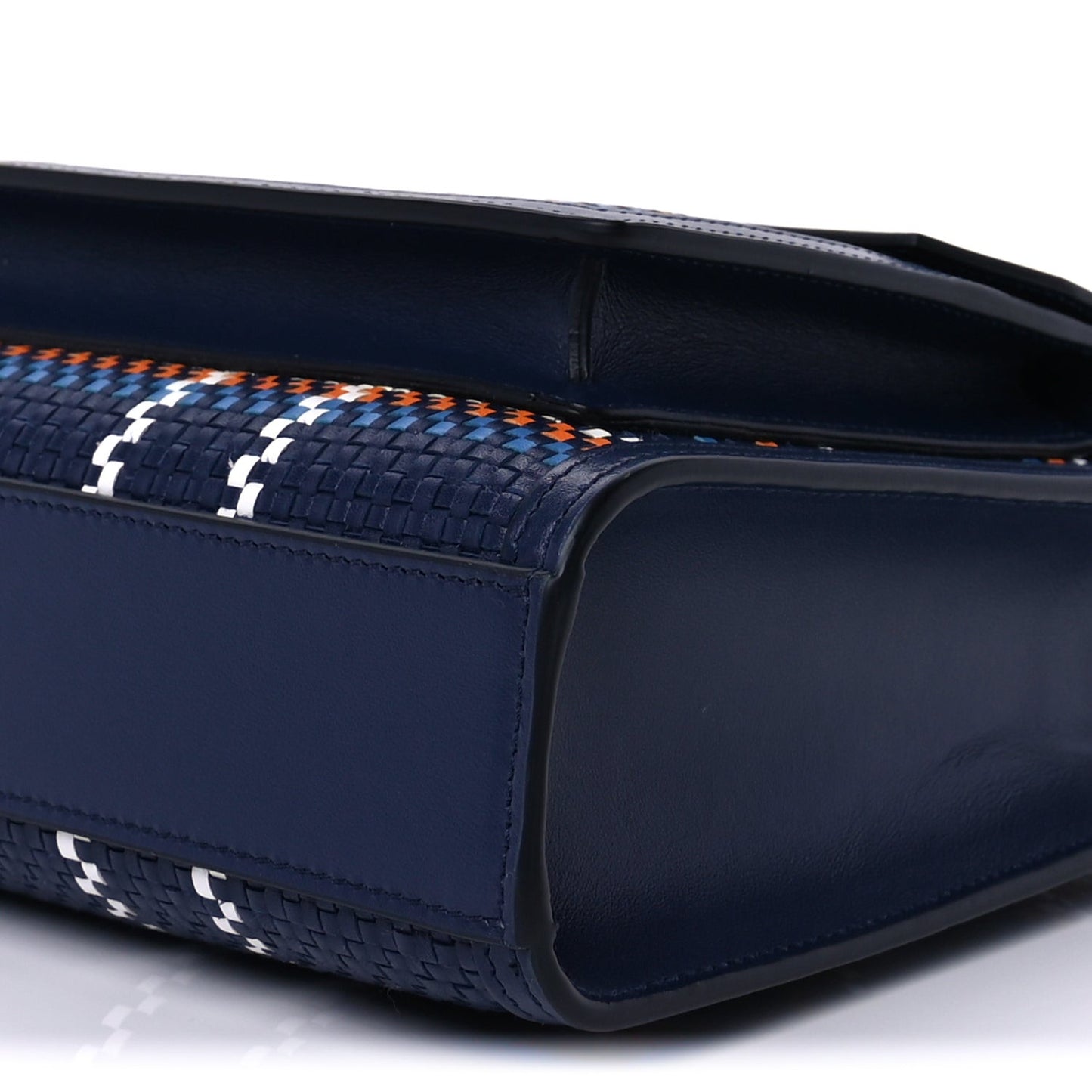 Calfskin Nylon Tartan Mini Pocket Bag  Blue White Orange