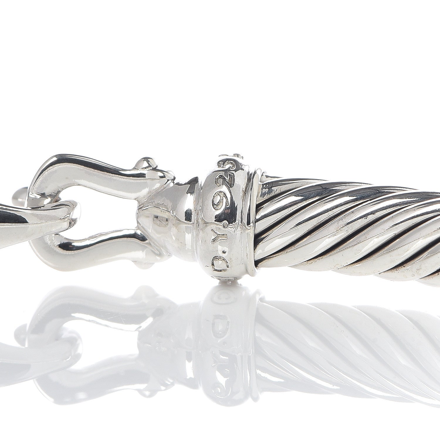 David Yurman Sterling Silver Diamond 5mm Cable Buckle Bracelet 4 of 4