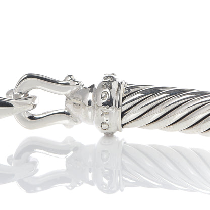 David Yurman Sterling Silver Diamond 5mm Cable Buckle Bracelet 4 of 4