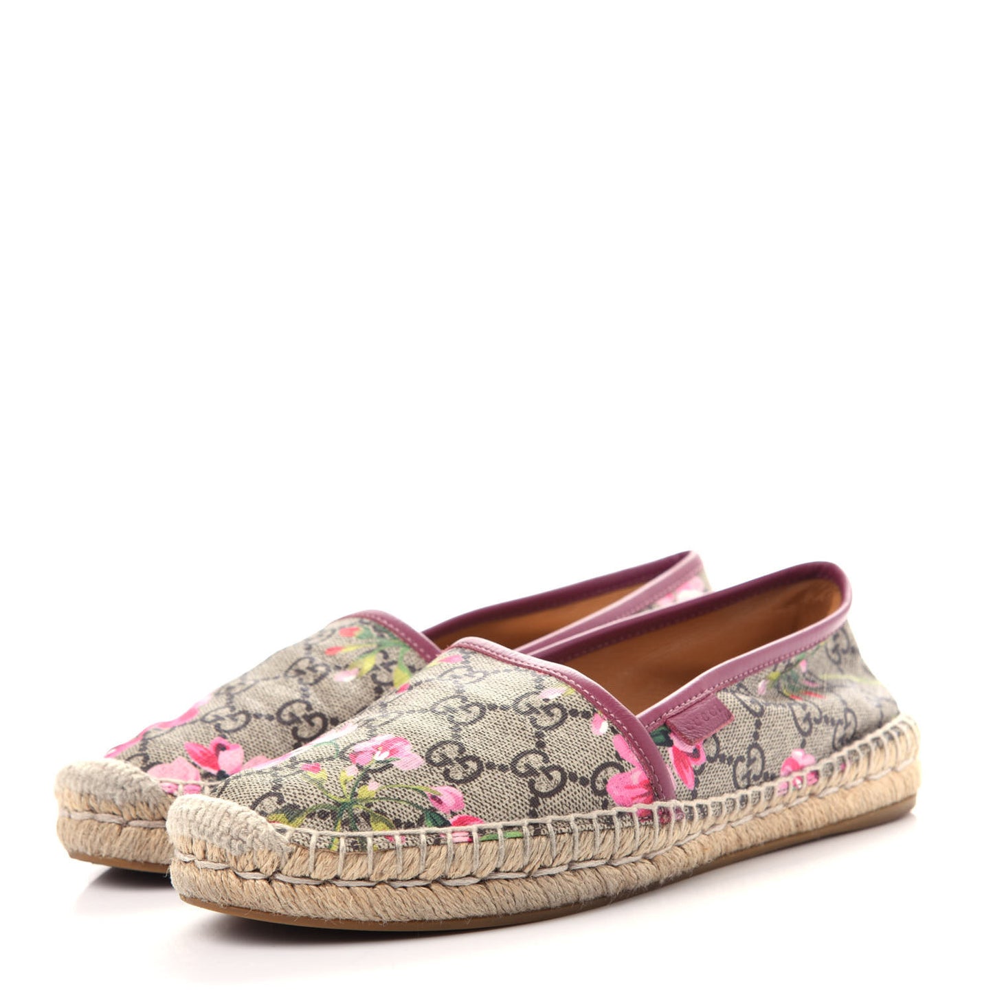 GG Supreme Monogram Blooms Espadrilles 36.5 Beige Multicolor Dry Rose