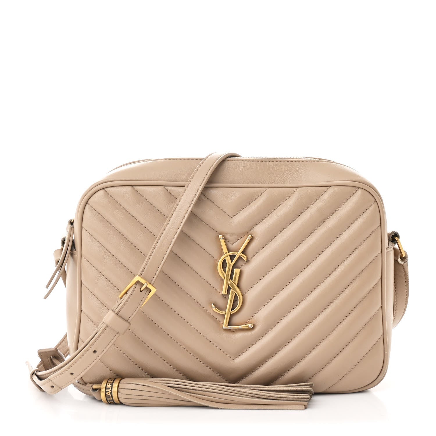 Saint Laurent Calfskin Matelasse Monogram Lou Camera Bag Dark Beige 1 of 7