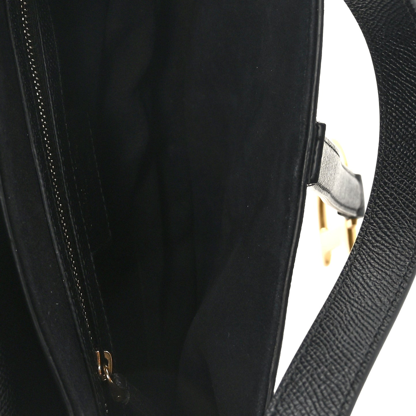 Grained Calfskin Saddle Bag With Strap Black