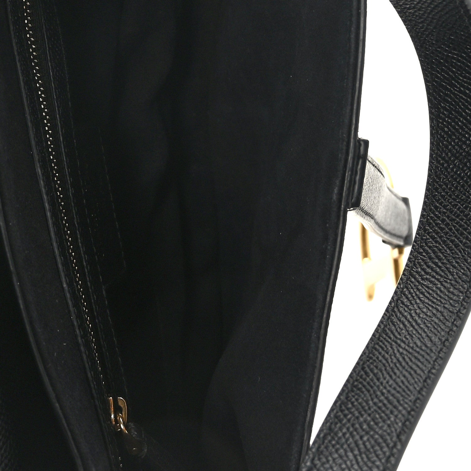 Christian Dior Grained Calfskin Saddle Bag With Strap Black 5 of 9
