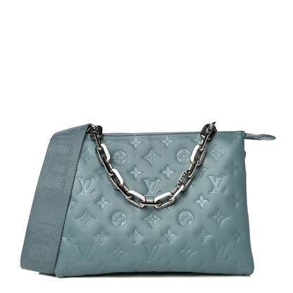 Louis Vuitton Lambskin Embossed Monogram Coussin PM Blue Glacier 1 of 12