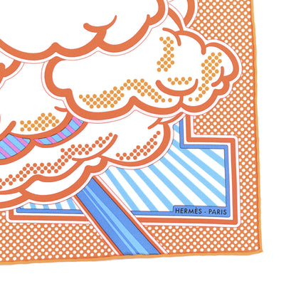 Hermes Silk Pegase Pop Pocket Square Orange Turquoise Jaune 2 of 4