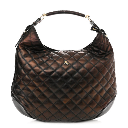 Burberry Metallic Calfskin Quilted Hoxton Hobo Bronze 1 of 8