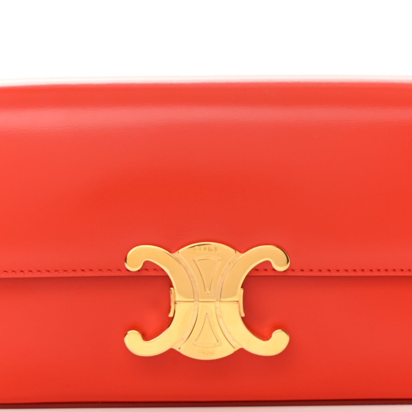 Shiny Calfskin Triomphe Shoulder Bag Bright Red