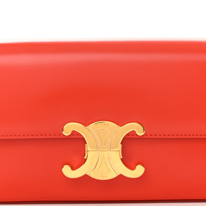 Celine Shiny Calfskin Triomphe Shoulder Bag Bright Red 9 of 11