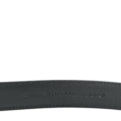 Saint Laurent Calfskin Crocodile Embossed Monogram Square Buckle Belt 75 30 Black 3 of 5
